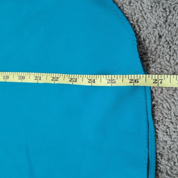 Express Blouse Teal Satin Blend V-Neck Work Professional Attire Size XS - Picture 8 of 10